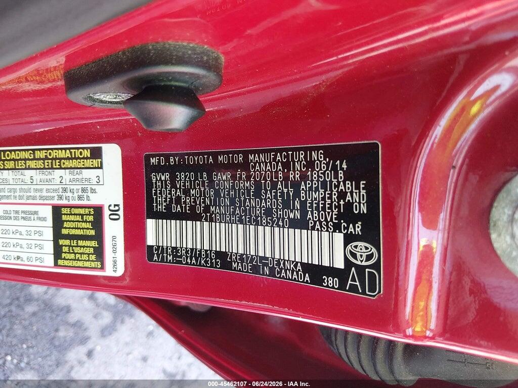 2T1BURHE1EC185240 2014 TOYOTA COROLLA photo no. 9