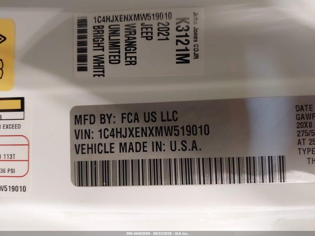 1C4HJXENXMW519010 2021 JEEP WRANGLER UNLIMITED photo no. 9