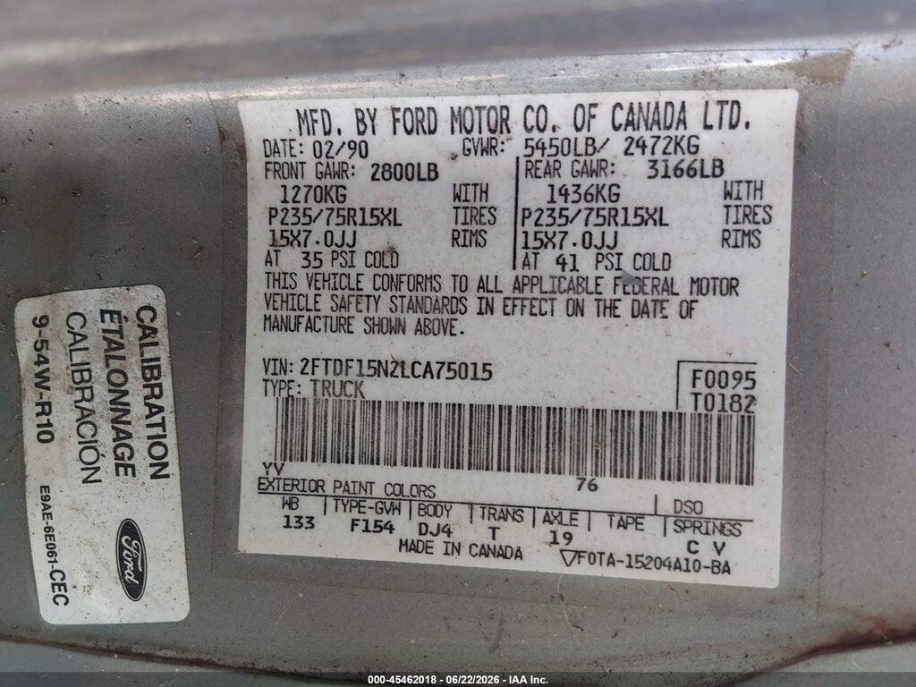 2FTDF15N2LCA75015 1990 FORD F150 photo no. 9