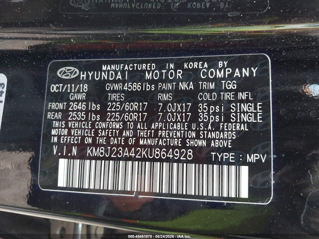 KM8J23A42KU864928 2019 HYUNDAI TUCSON photo no. 9