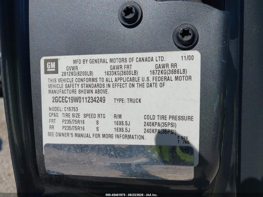 2GCEC19W011234249 2001 CHEVROLET SILVERADO 1500 photo no. 9