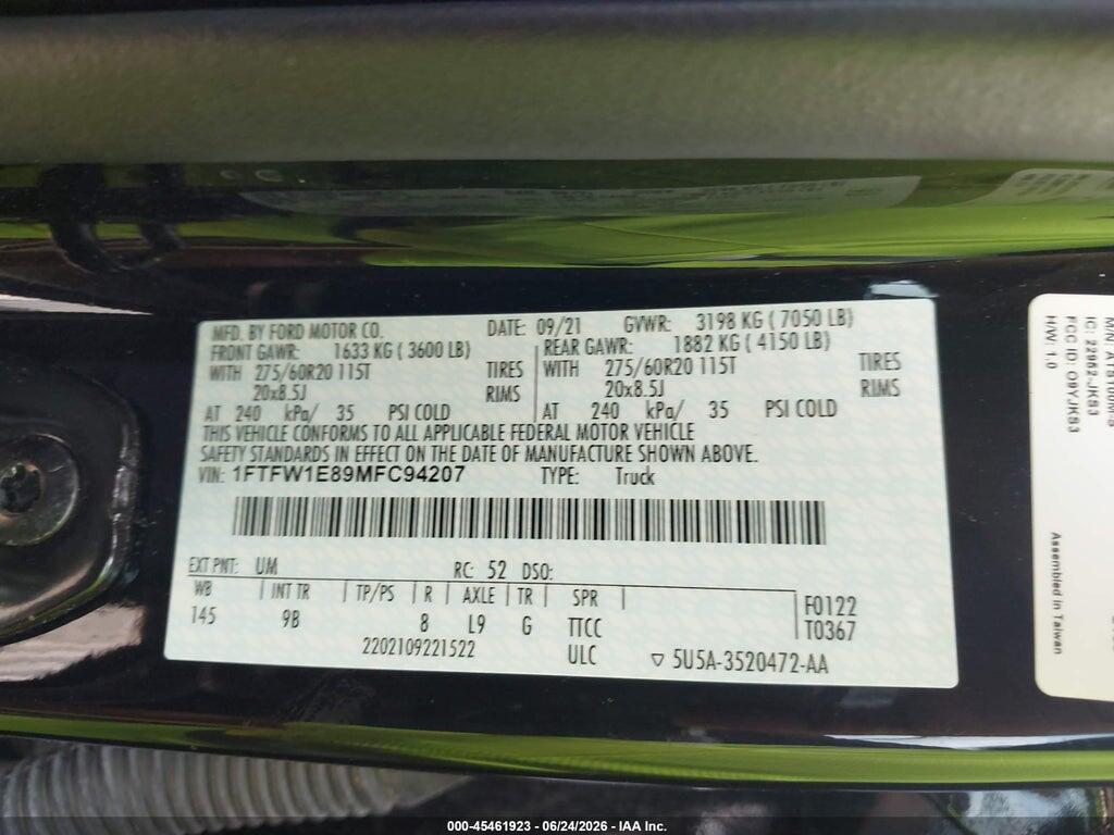 1FTFW1E89MFC94207 2021 FORD F-150 photo no. 9