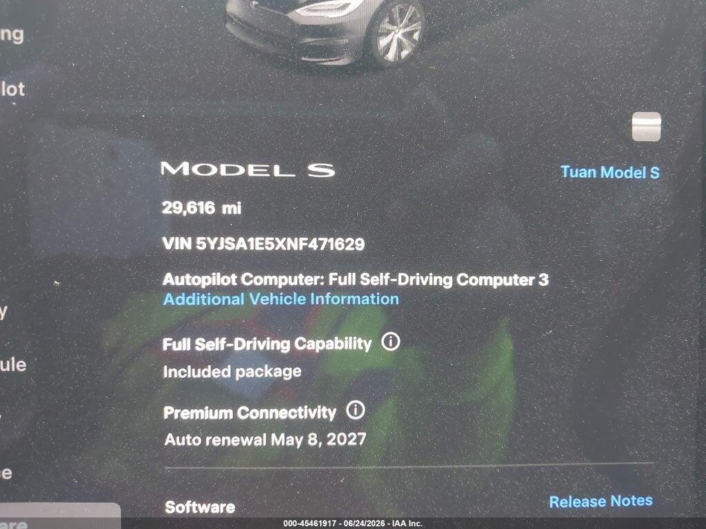 5YJSA1E5XNF471629 2022 TESLA MODEL S photo no. 7