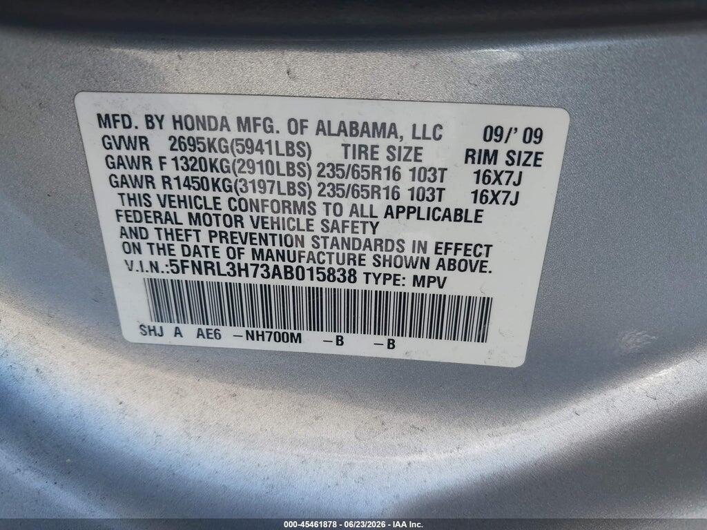 5FNRL3H73AB015838 2010 HONDA ODYSSEY photo no. 9