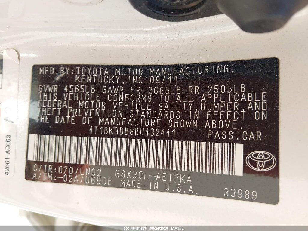 4T1BK3DB8BU432441 2011 TOYOTA AVALON photo no. 9