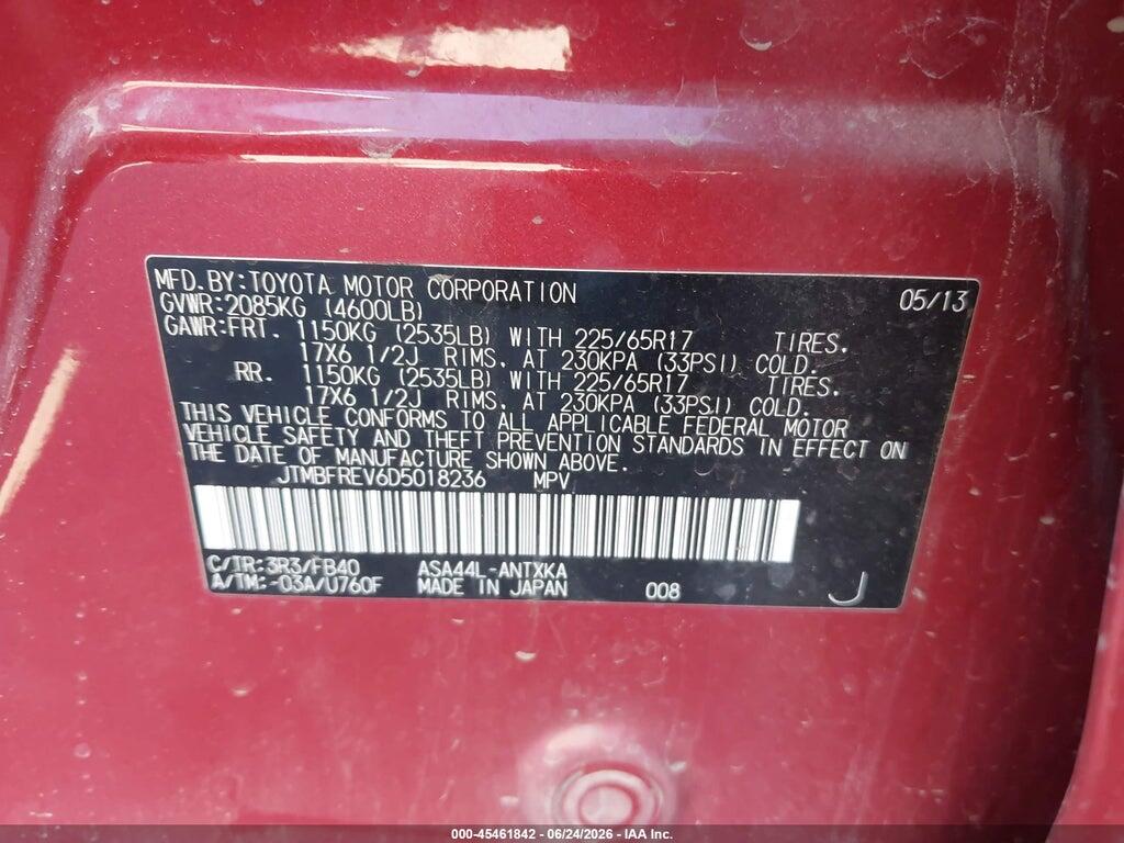 JTMBFREV6D5018236 2013 TOYOTA RAV4 photo no. 9