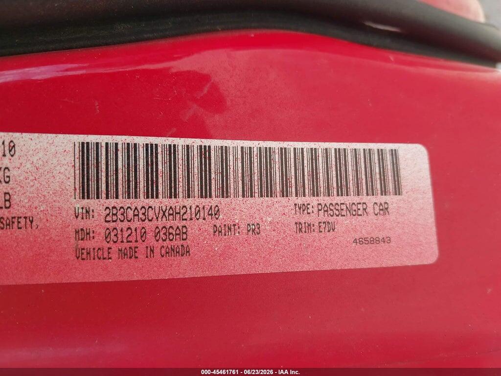 2B3CA3CVXAH210140 2010 DODGE CHARGER photo no. 9