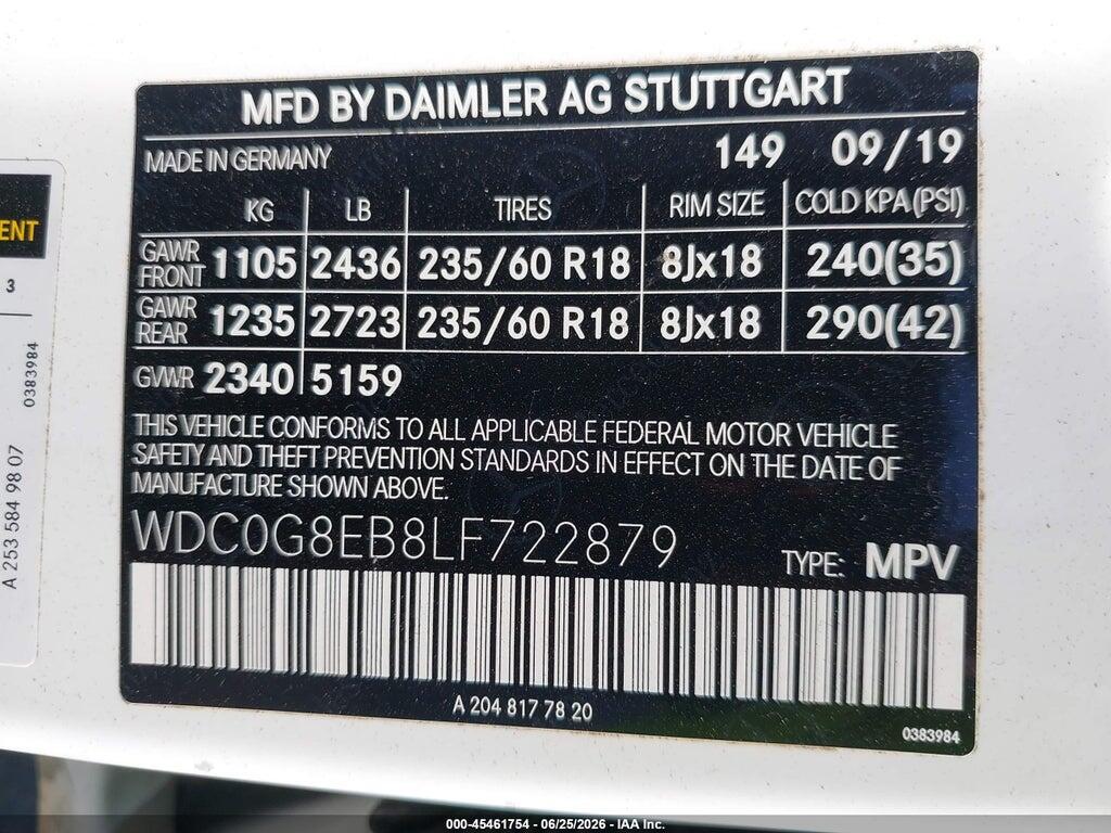 WDC0G8EB8LF722879 2020 MERCEDES-BENZ GLC 300 photo no. 9