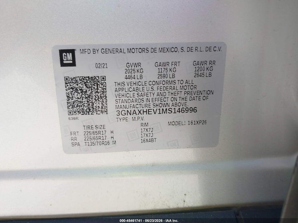 3GNAXHEV1MS146996 2021 CHEVROLET EQUINOX photo no. 9