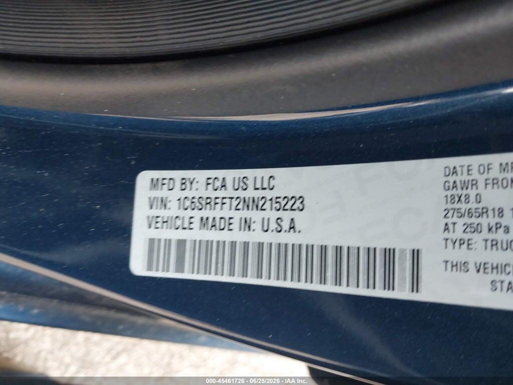 1C6SRFFT2NN215223 2022 RAM 1500 photo no. 9