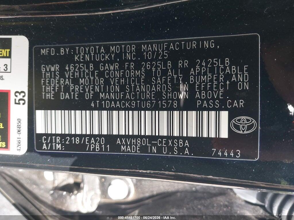 4T1DAACK9TU671578 2026 TOYOTA CAMRY photo no. 9