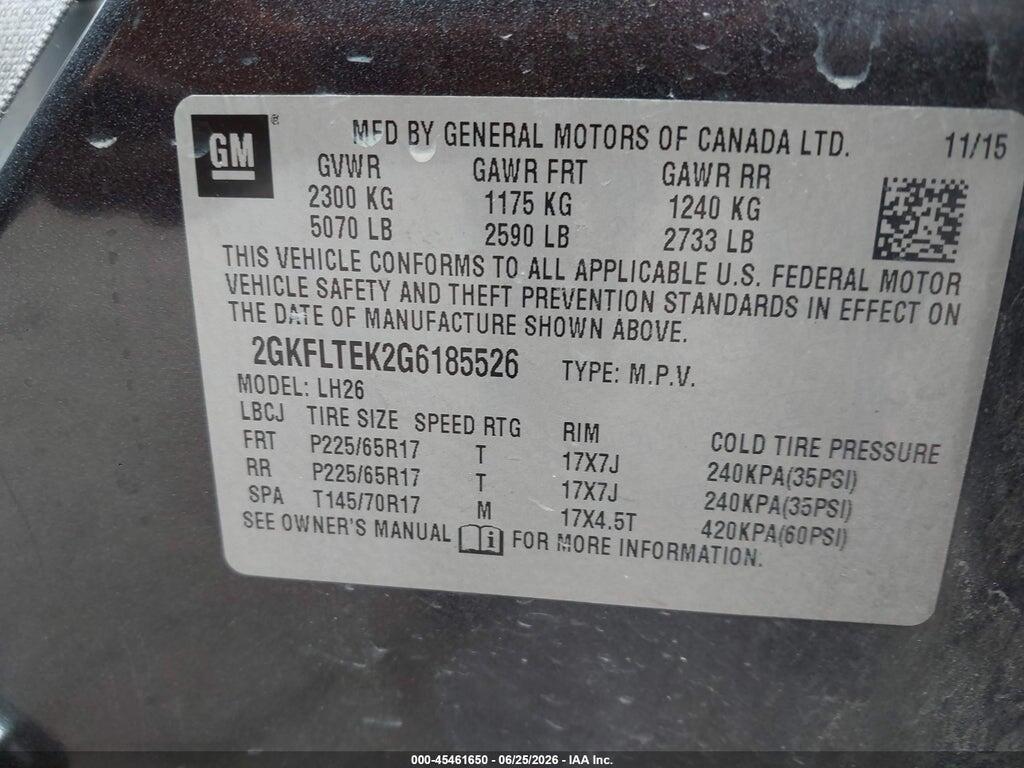 2GKFLTEK2G6185526 2016 GMC TERRAIN photo no. 9