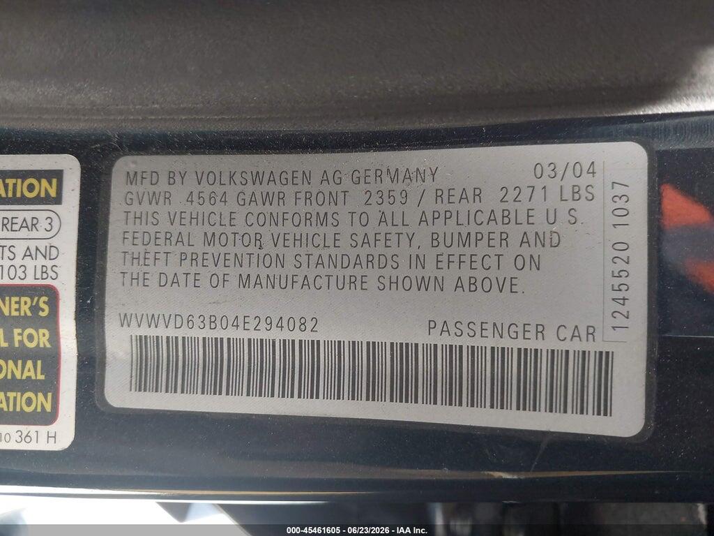 WVWVD63B04E294082 2004 VOLKSWAGEN PASSAT photo no. 9