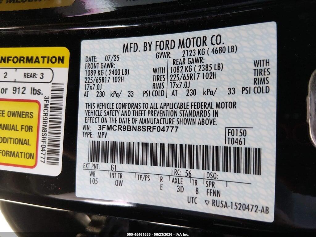 3FMCR9BN8SRF04777 2025 FORD BRONCO SPORT photo no. 9