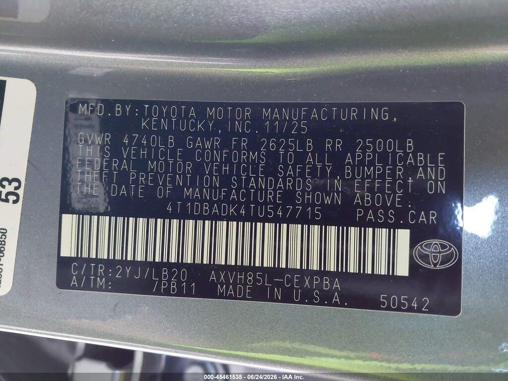 4T1DBADK4TU547715 2026 TOYOTA CAMRY photo no. 9