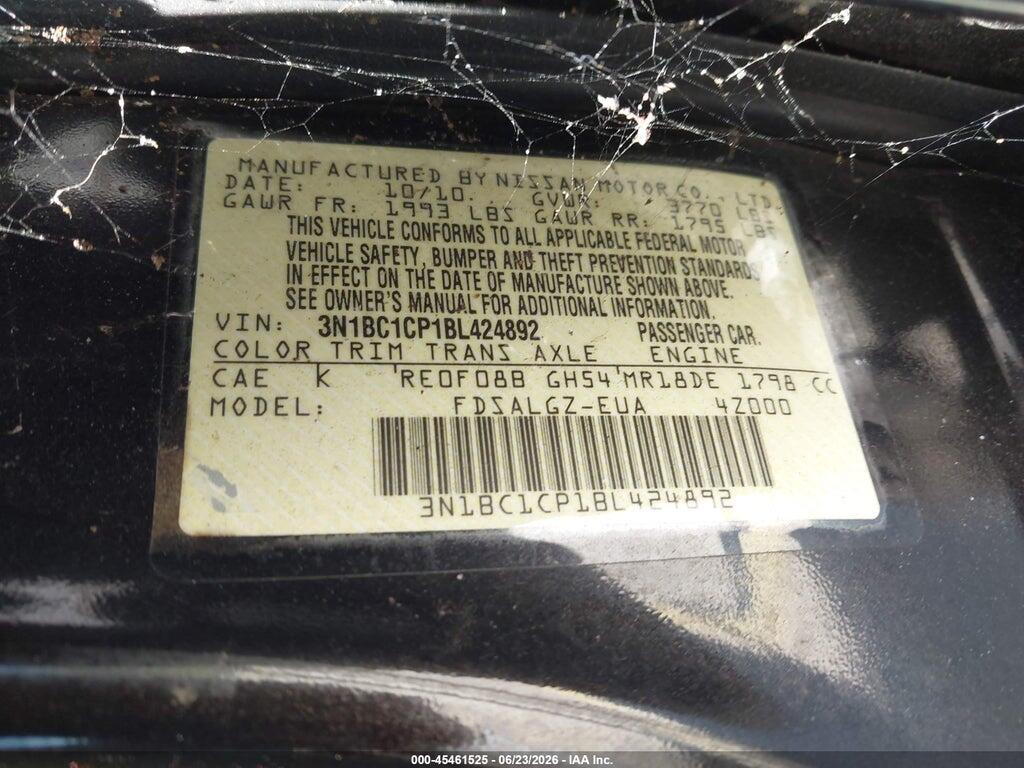3N1BC1CP1BL424892 2011 NISSAN VERSA photo no. 9