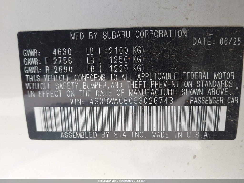 4S3BWAC60S3026743 2025 SUBARU LEGACY photo no. 9