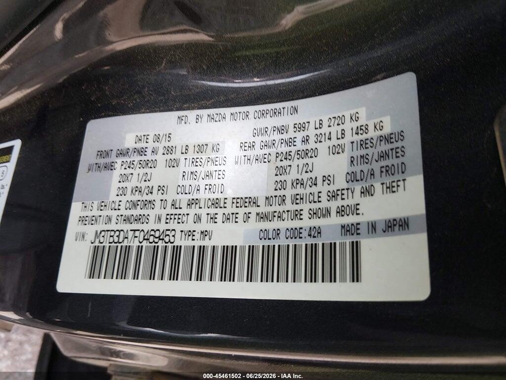 JM3TB3DA7F0469453 2015 MAZDA CX-9 photo no. 9