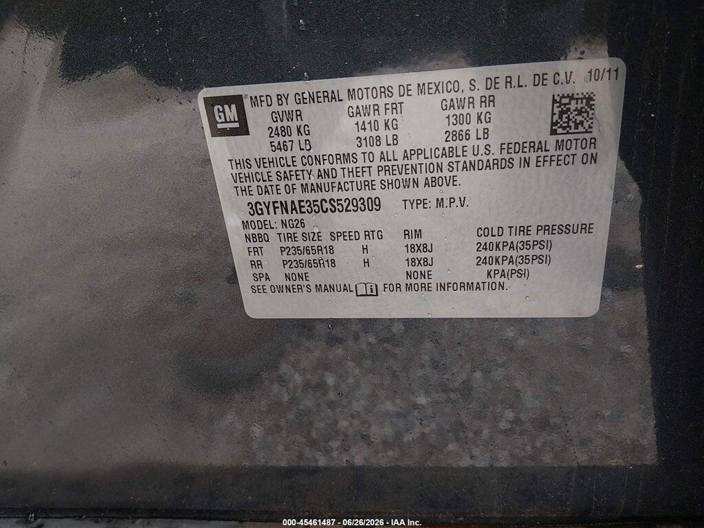3GYFNAE35CS529309 2012 CADILLAC SRX photo no. 9