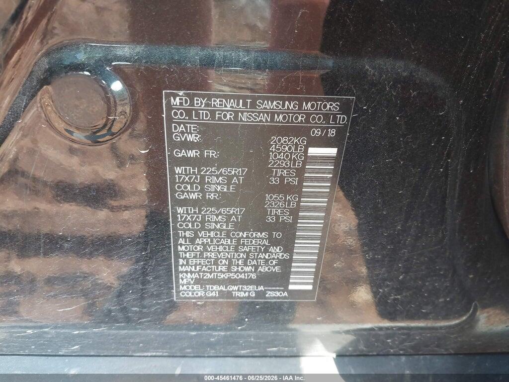 KNMAT2MT5KP504176 2019 NISSAN ROGUE photo no. 9