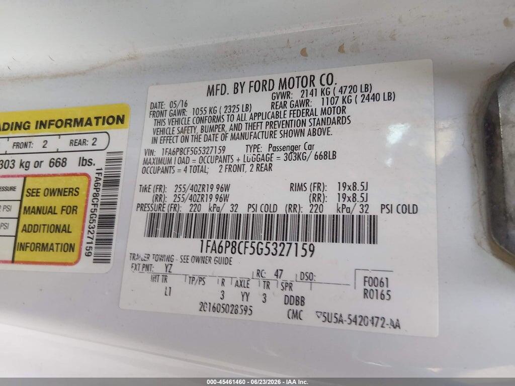 1FA6P8CF5G5327159 2016 FORD MUSTANG photo no. 9