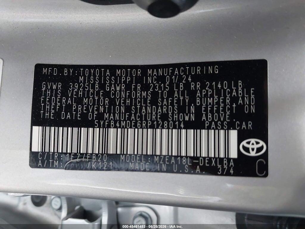 5YFB4MDE6RP128014 2024 TOYOTA COROLLA photo no. 9