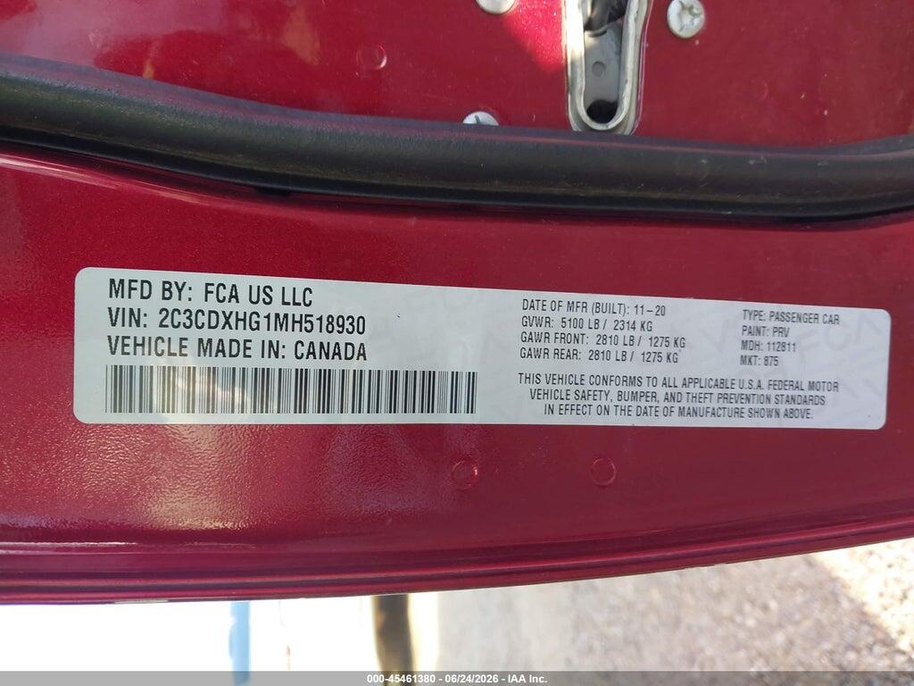 2C3CDXHG1MH518930 2021 DODGE CHARGER photo no. 9