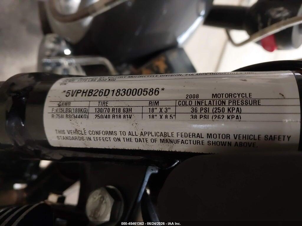 5VPHB26D183000586 2008 VICTORY MOTORCYCLES HAMMER photo no. 10