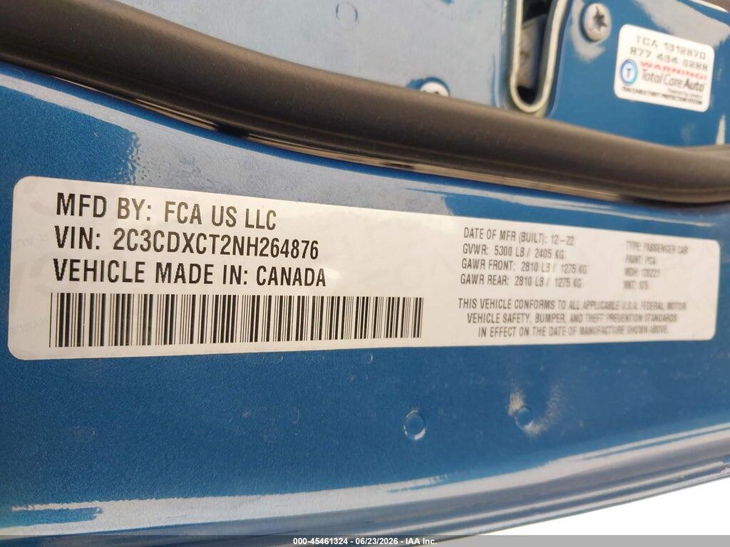 2C3CDXCT2NH264876 2022 DODGE CHARGER photo no. 9