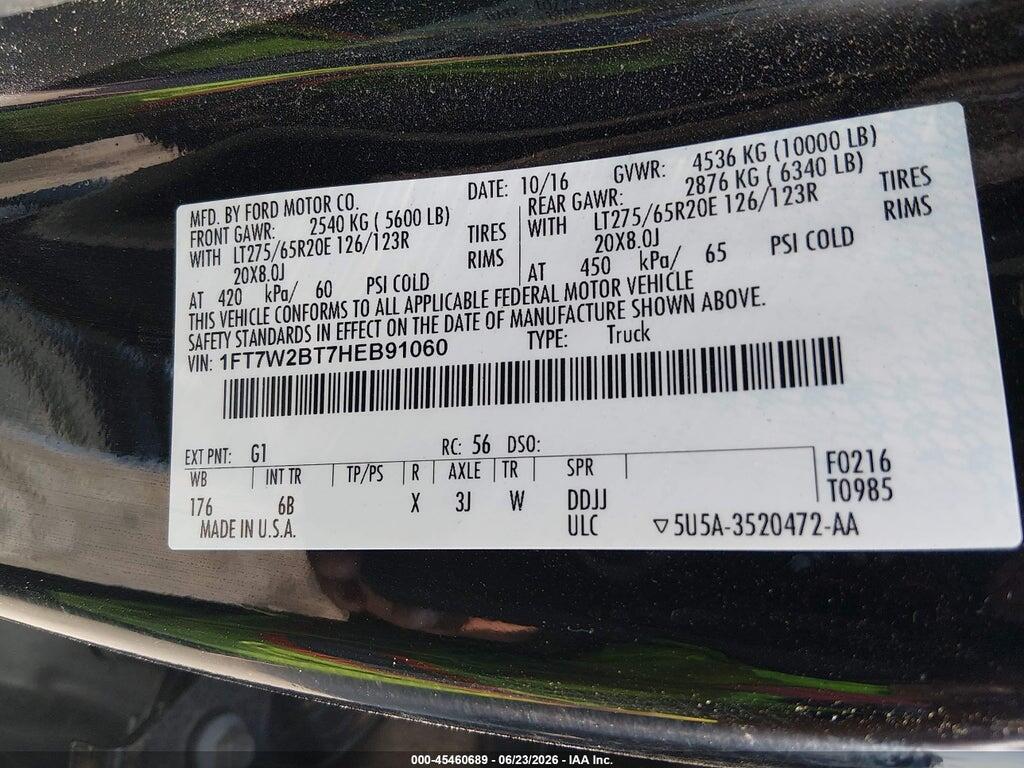 1FT7W2BT7HEB91060 2017 FORD F-250 photo no. 9