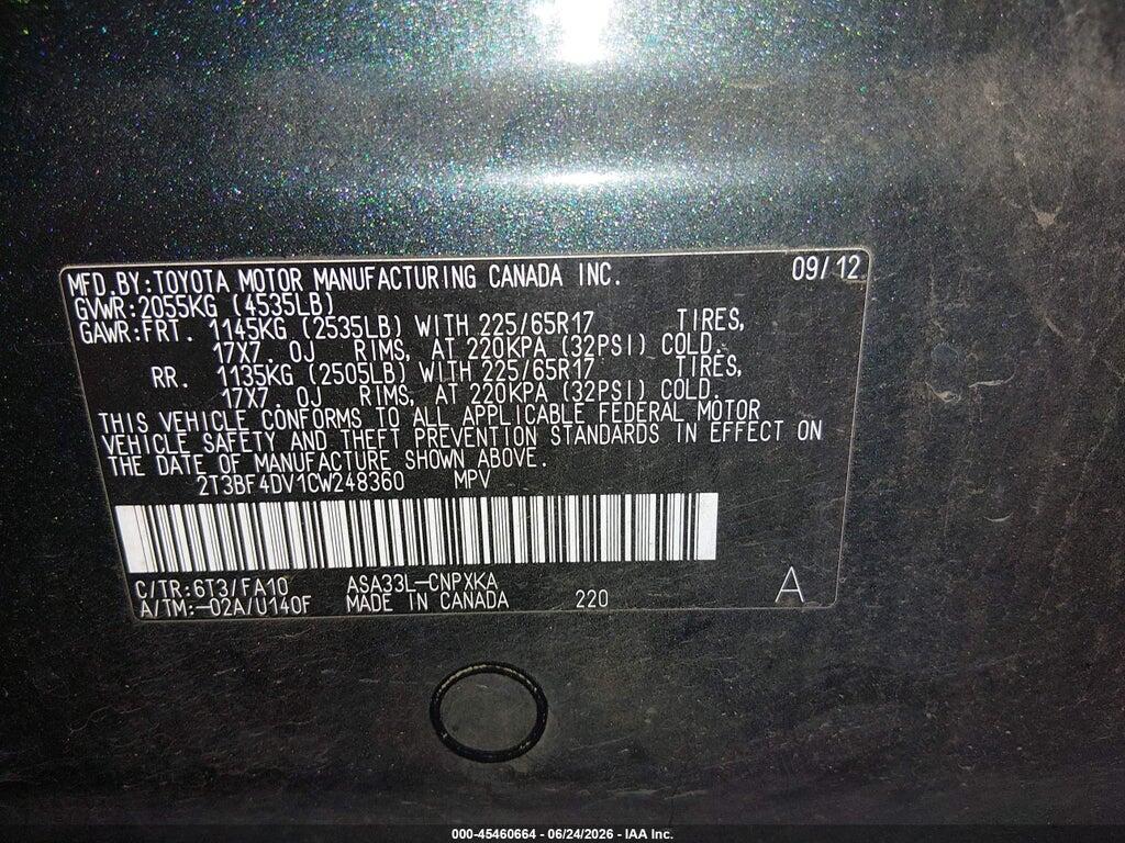 2T3BF4DV1CW248360 2012 TOYOTA RAV4 photo no. 9