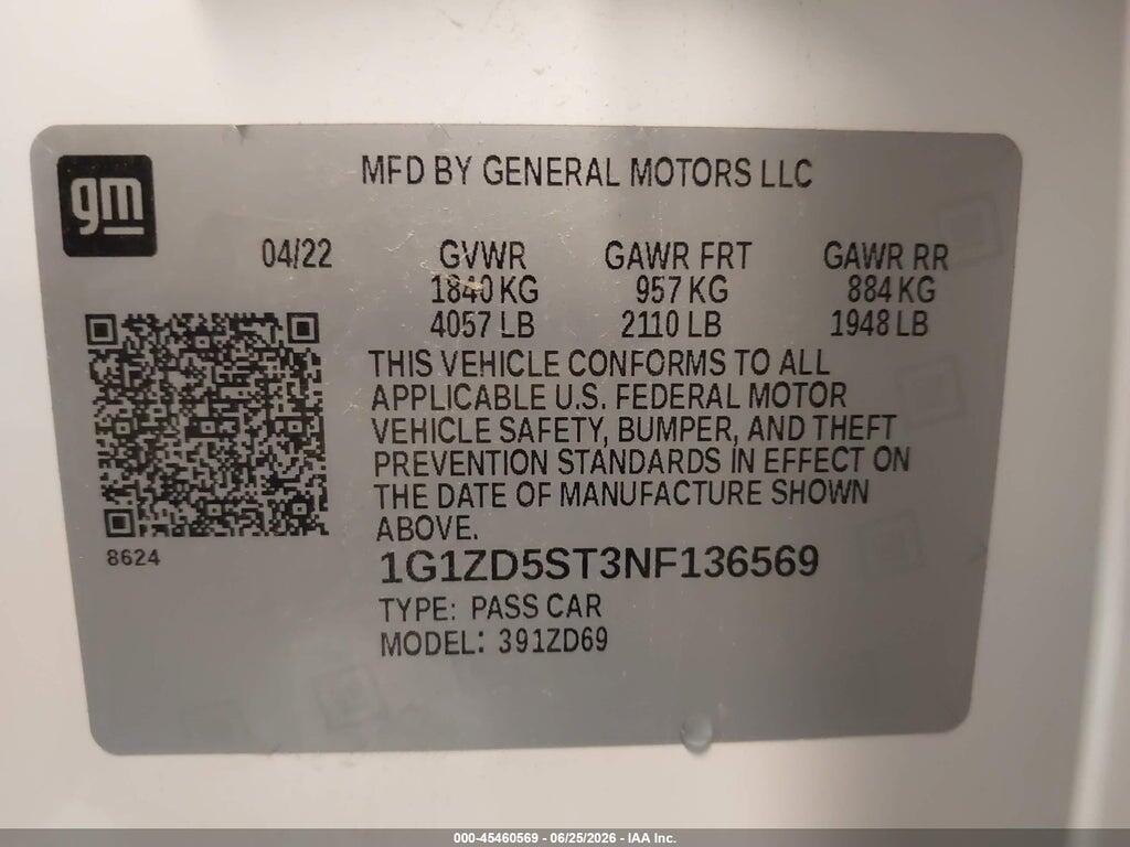 1G1ZD5ST3NF136569 2022 CHEVROLET MALIBU photo no. 9