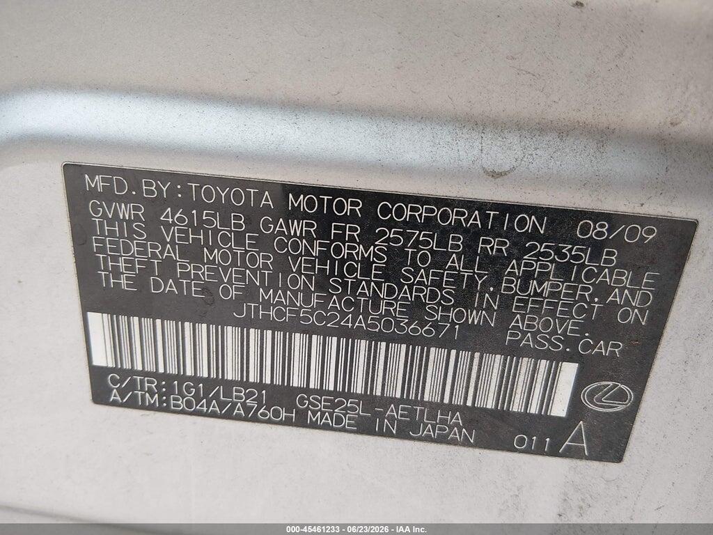 JTHCF5C24A5036671 2010 LEXUS IS 250 photo no. 9