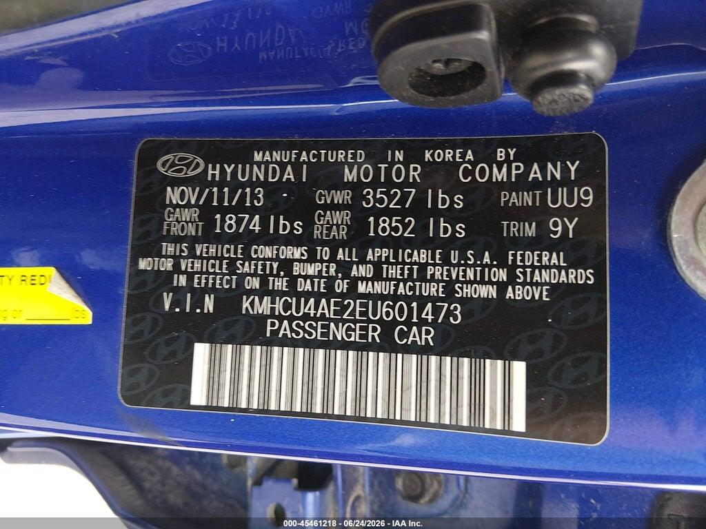 KMHCU4AE2EU601473 2014 HYUNDAI ACCENT photo no. 9