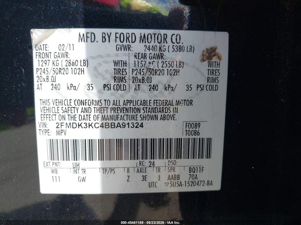 2FMDK3KC4BBA91324 2011 FORD EDGE photo no. 9