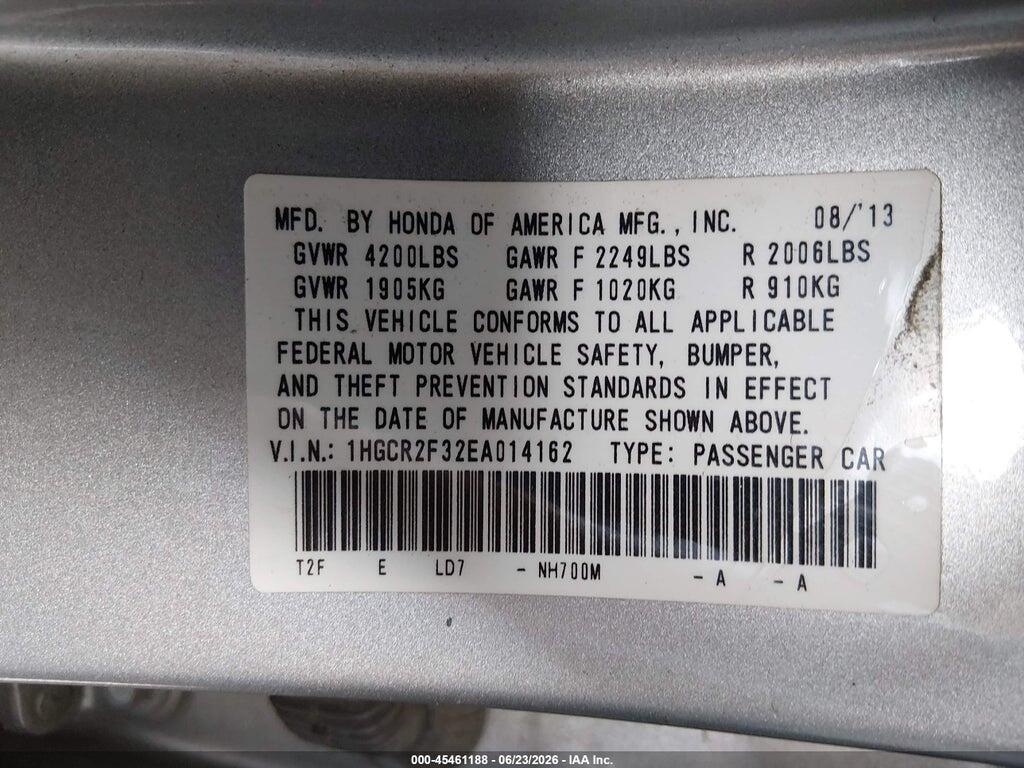 1HGCR2F32EA014162 2014 HONDA ACCORD photo no. 9