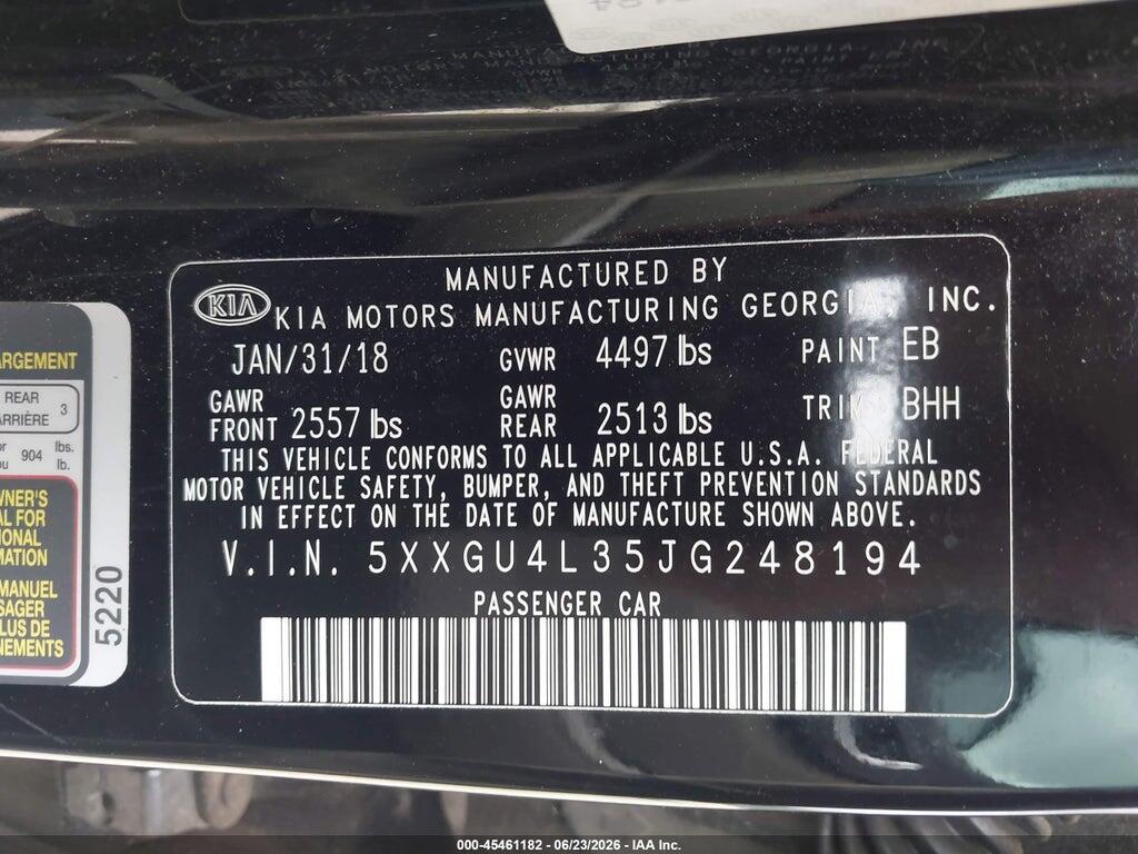 5XXGU4L35JG248194 2018 KIA OPTIMA photo no. 9