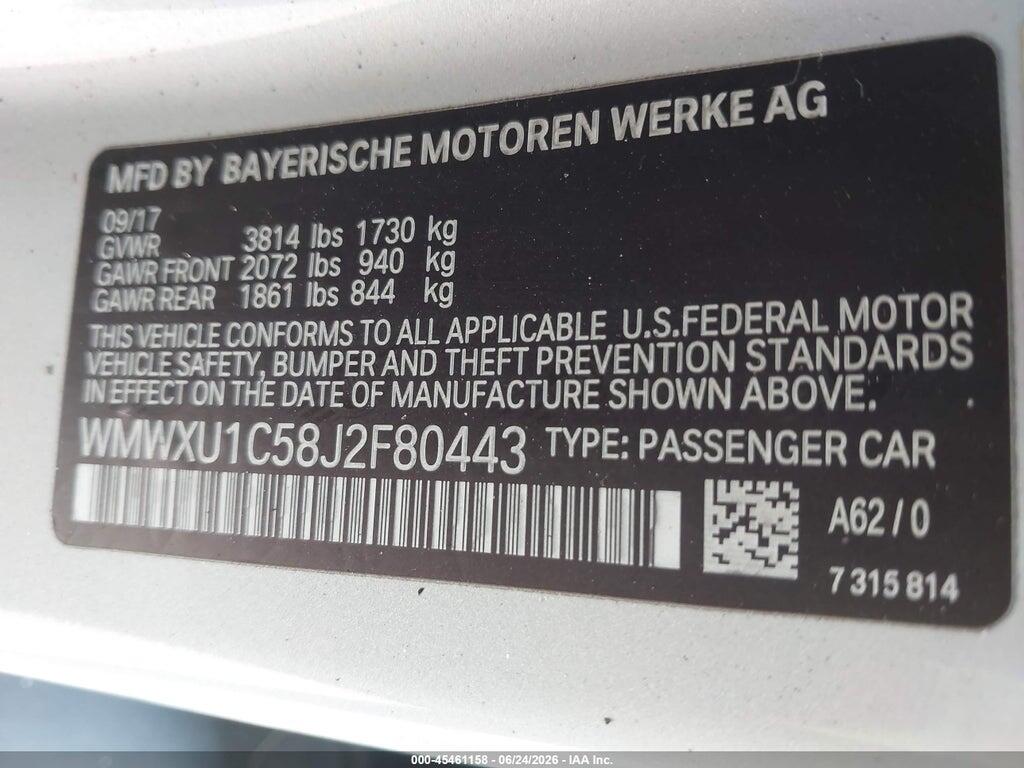 WMWXU1C58J2F80443 2018 MINI HARDTOP photo no. 9