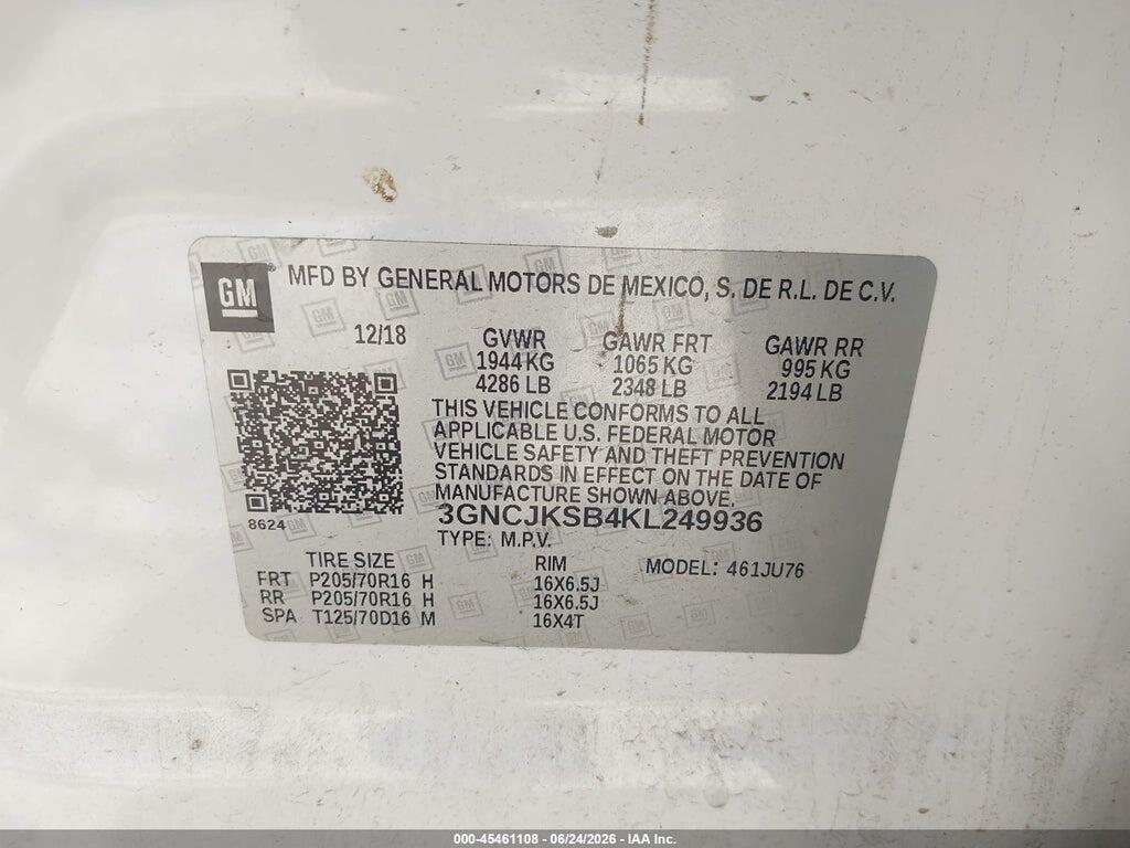 3GNCJKSB4KL249936 2019 CHEVROLET TRAX photo no. 9