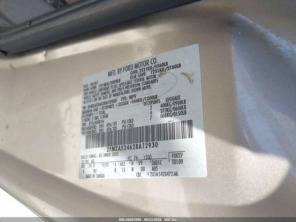 2FMZA52462BA12930 2002 FORD WINDSTAR photo no. 9