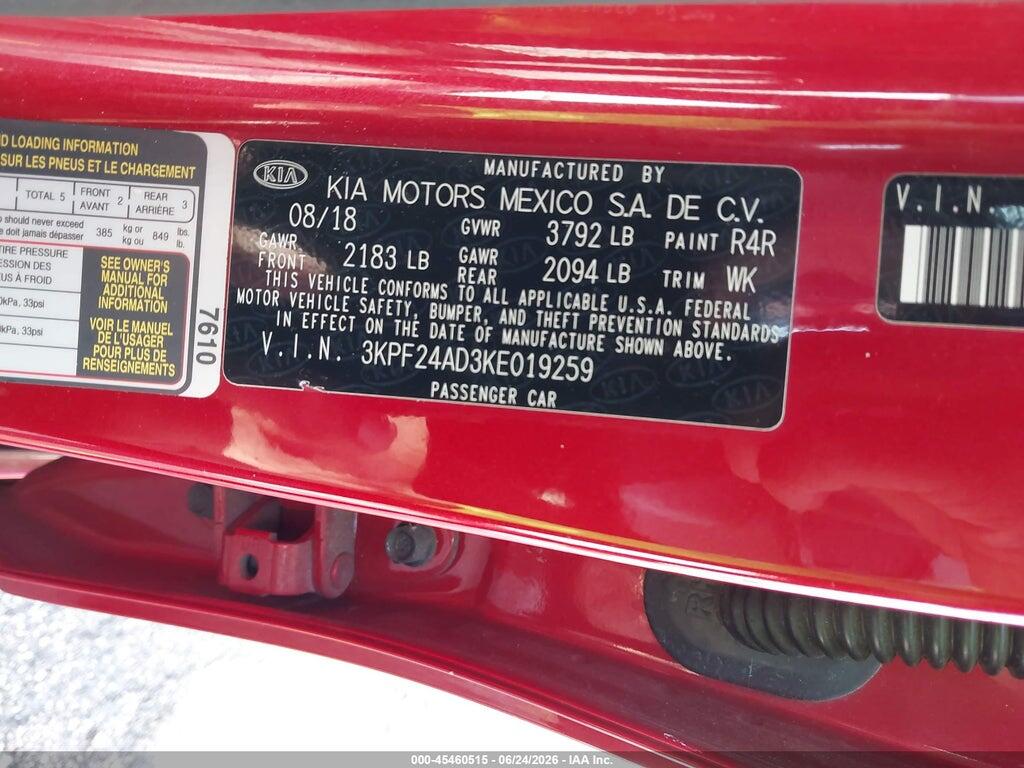 3KPF24AD3KE019259 2019 KIA FORTE photo no. 9