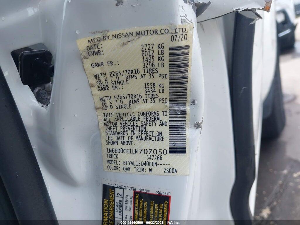 1N6ED0CE1LN707050 2020 NISSAN FRONTIER photo no. 9
