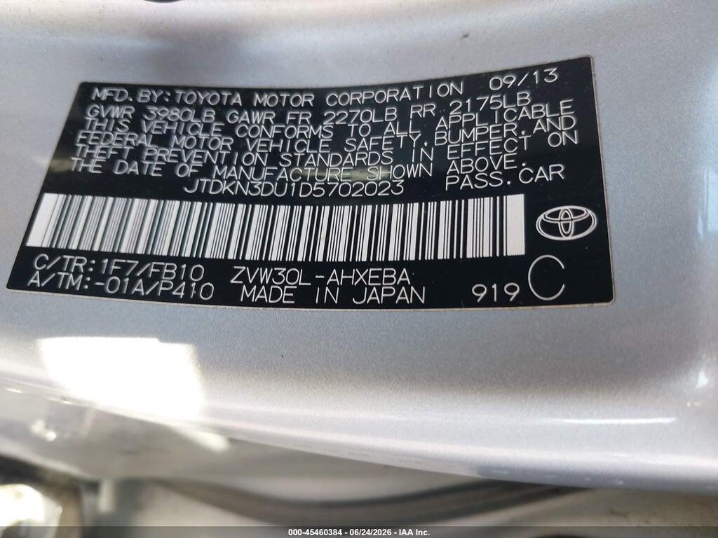 JTDKN3DU1D5702023 2013 TOYOTA PRIUS photo no. 9