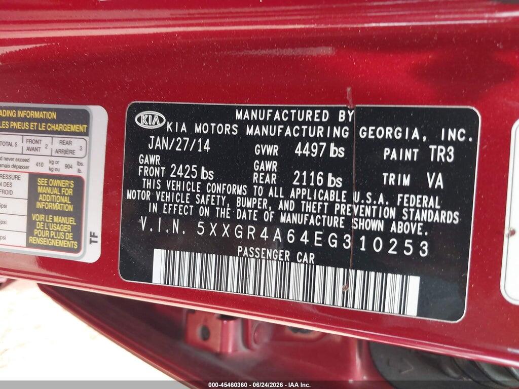 5XXGR4A64EG310253 2014 KIA OPTIMA photo no. 9