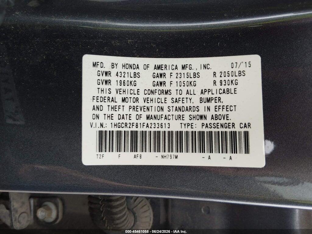1HGCR2F81FA233613 2015 HONDA ACCORD photo no. 9