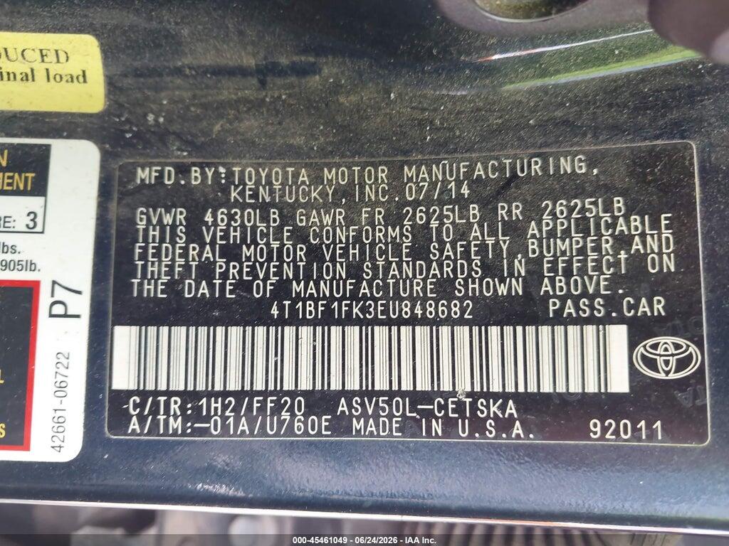 4T1BF1FK3EU848682 2014 TOYOTA CAMRY photo no. 9