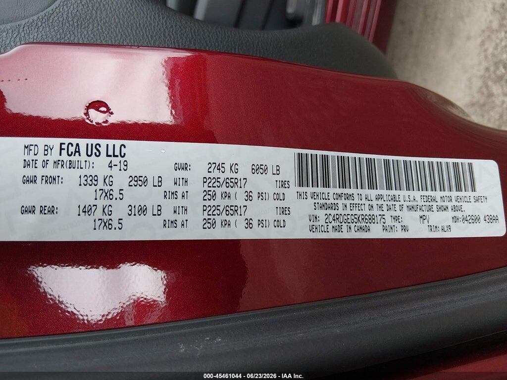 2C4RDGEG5KR688175 2019 DODGE GRAND CARAVAN photo no. 9