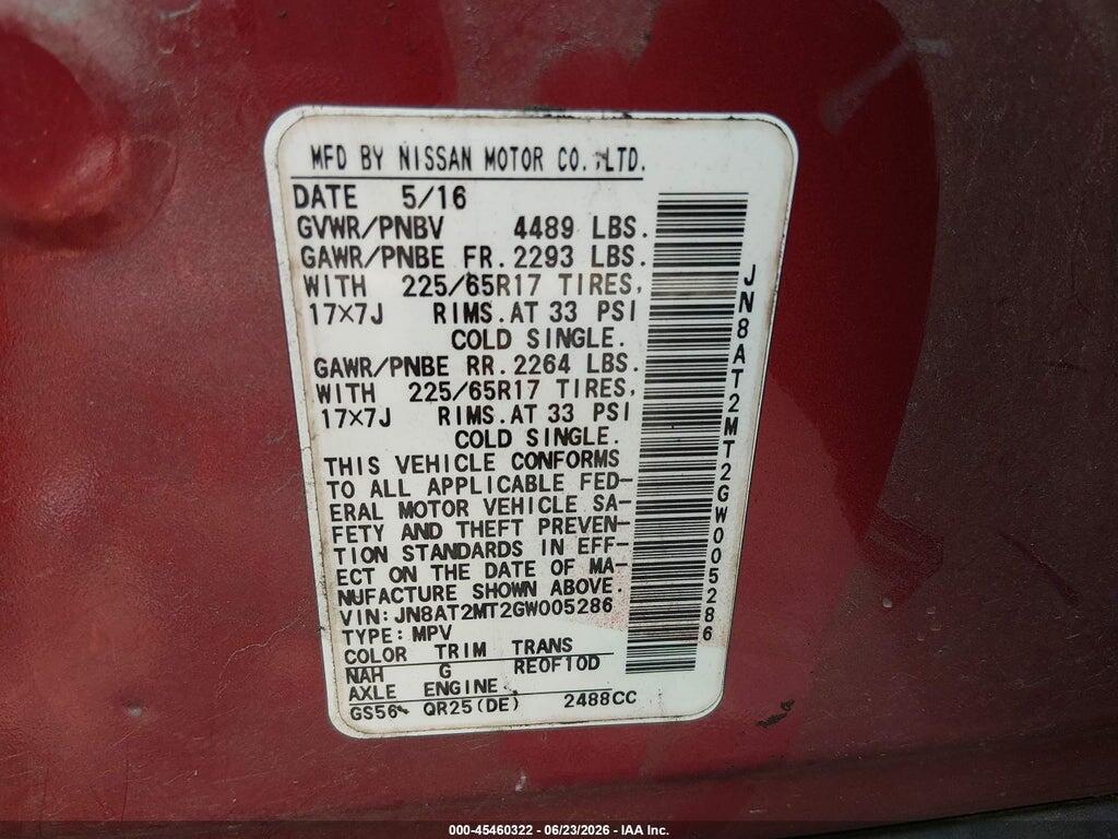 JN8AT2MT2GW005286 2016 NISSAN ROGUE photo no. 9