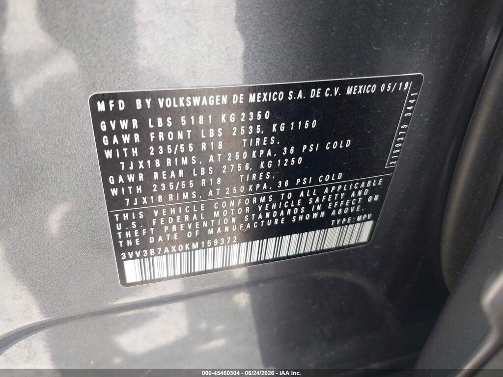 3VV3B7AX0KM159372 2019 VOLKSWAGEN TIGUAN photo no. 9