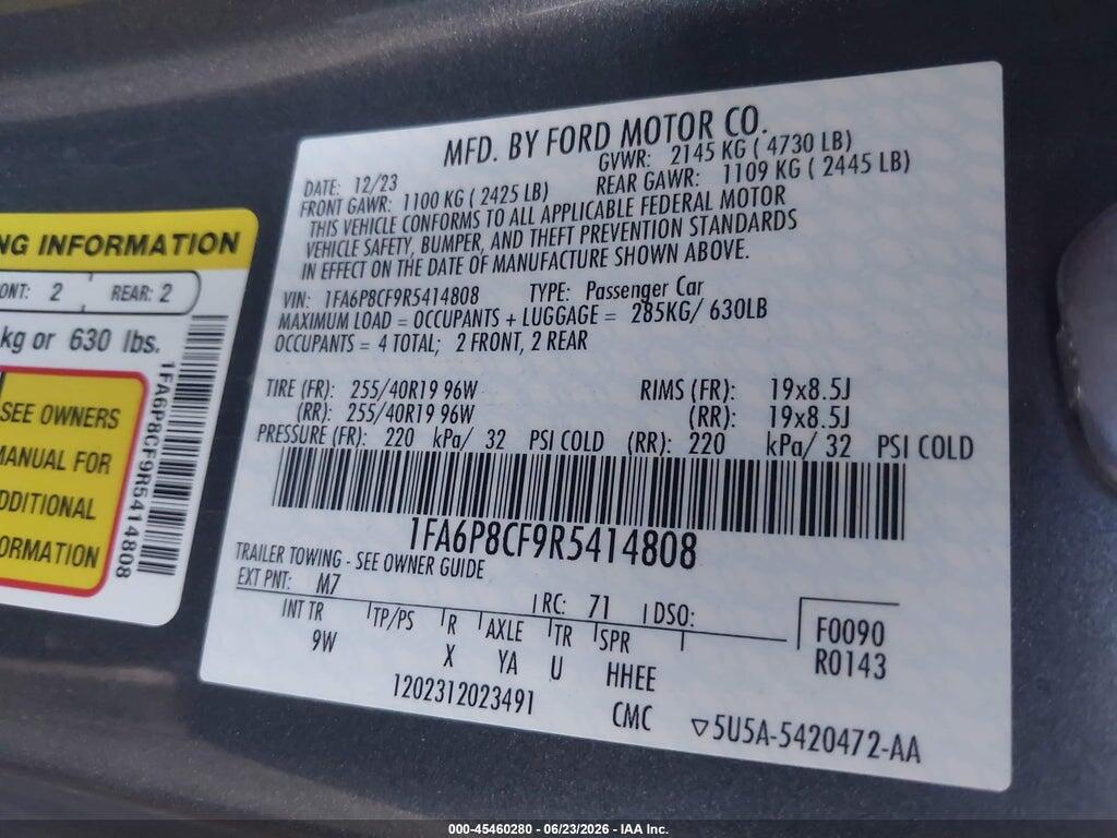 1FA6P8CF9R5414808 2024 FORD MUSTANG photo no. 9